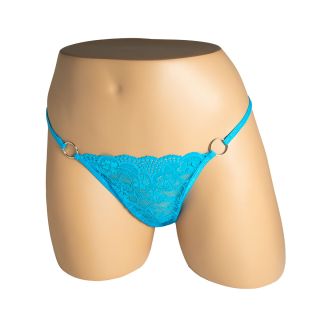 Elegant Moments – Crotchless Lace Thong Panty – Blue – L/XL
