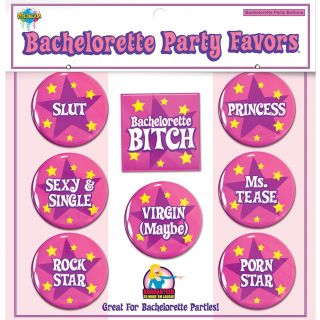 Bachelorette party Favors Party Buttons - 8 per card