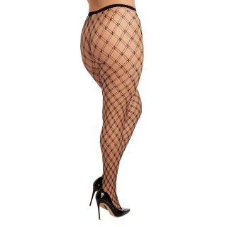Dreamgirl – Double Knitted Fence Net Pantyhose – Black – Plus Size