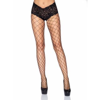 Leg Avenue Fence Net Tights with Boy Short Lace Top – One Size