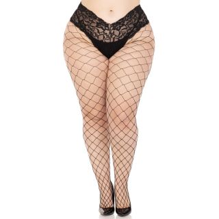 Leg Avenue Fence Net Tights with Boy Short Lace Top – Queen Size