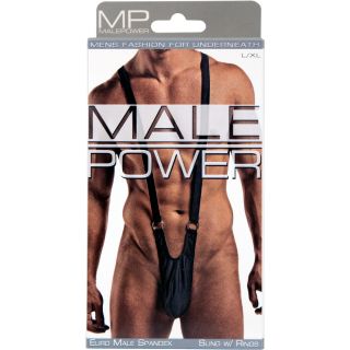Male Power Euro Male Sling with Rings-Black-L/XL