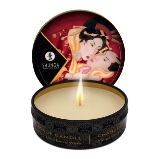 SHUNGA Erotic Art Massage Candle – Romance – Sparkling Strawberry Wine – 1 oz. / 30 ml