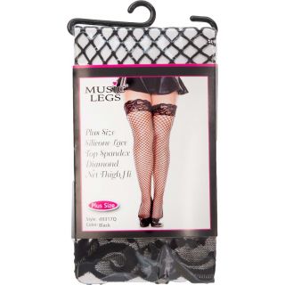 Music Legs - Silicone Spandex Stockings (Plus Size) - Black - Plus Size