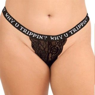 Vibes Trippin Lace Thong - Black/ Red/ Pink