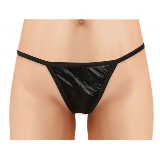 Wet Look Panty with Clasp Back - Black - OS